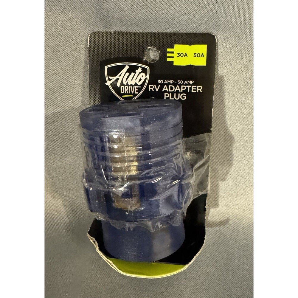 New Auto Drive RV Adapter Plug 50 To 30-Amp Universal Blue Light Electric Plug